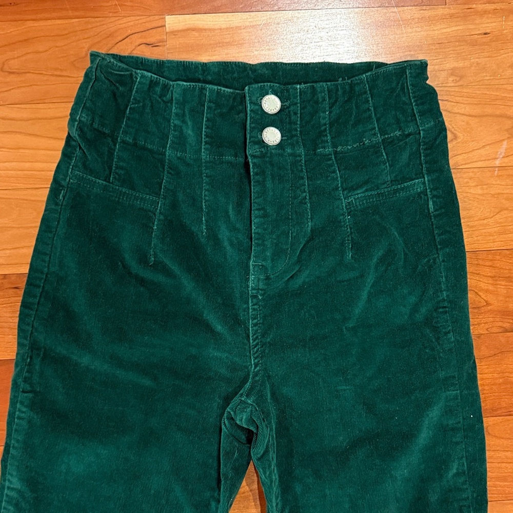 Avec Les Filles Green Flare Corduroy Pants